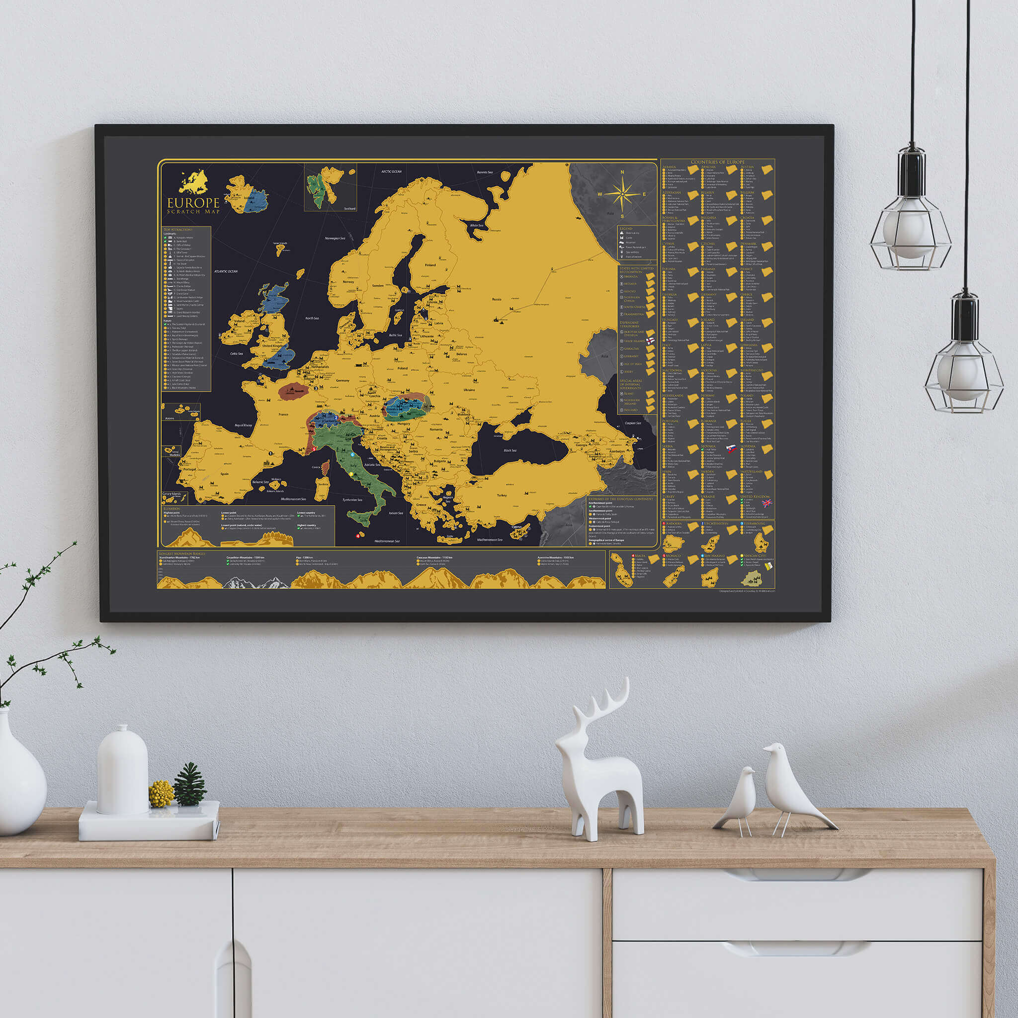 Carte de l'Europe à gratter - sur un mur