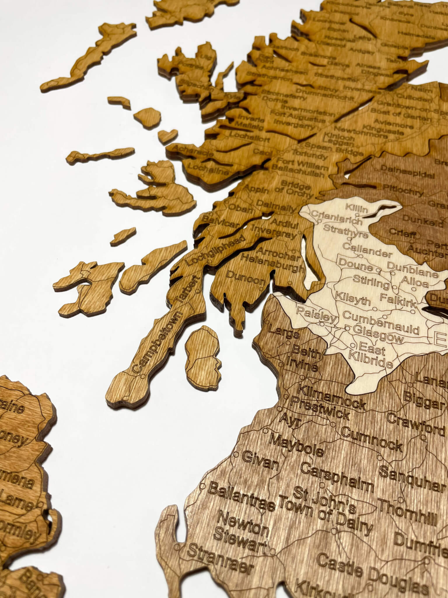 Écosse - Carte en bois du Royaume-Uni