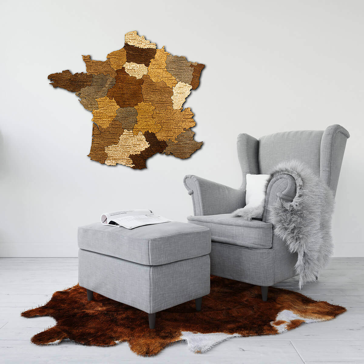Carte de France en bois