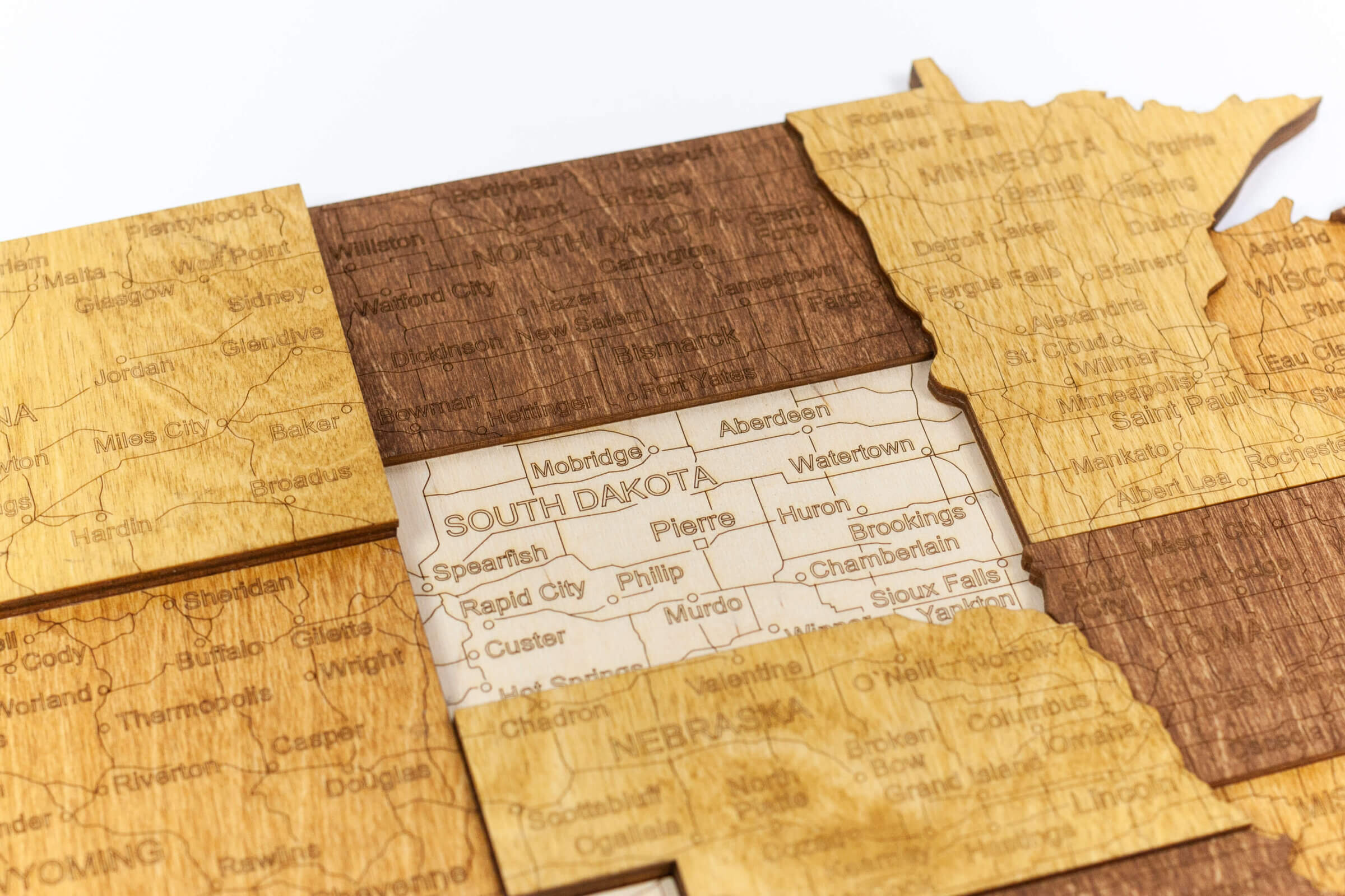 Carte 3D des États-Unis en bois