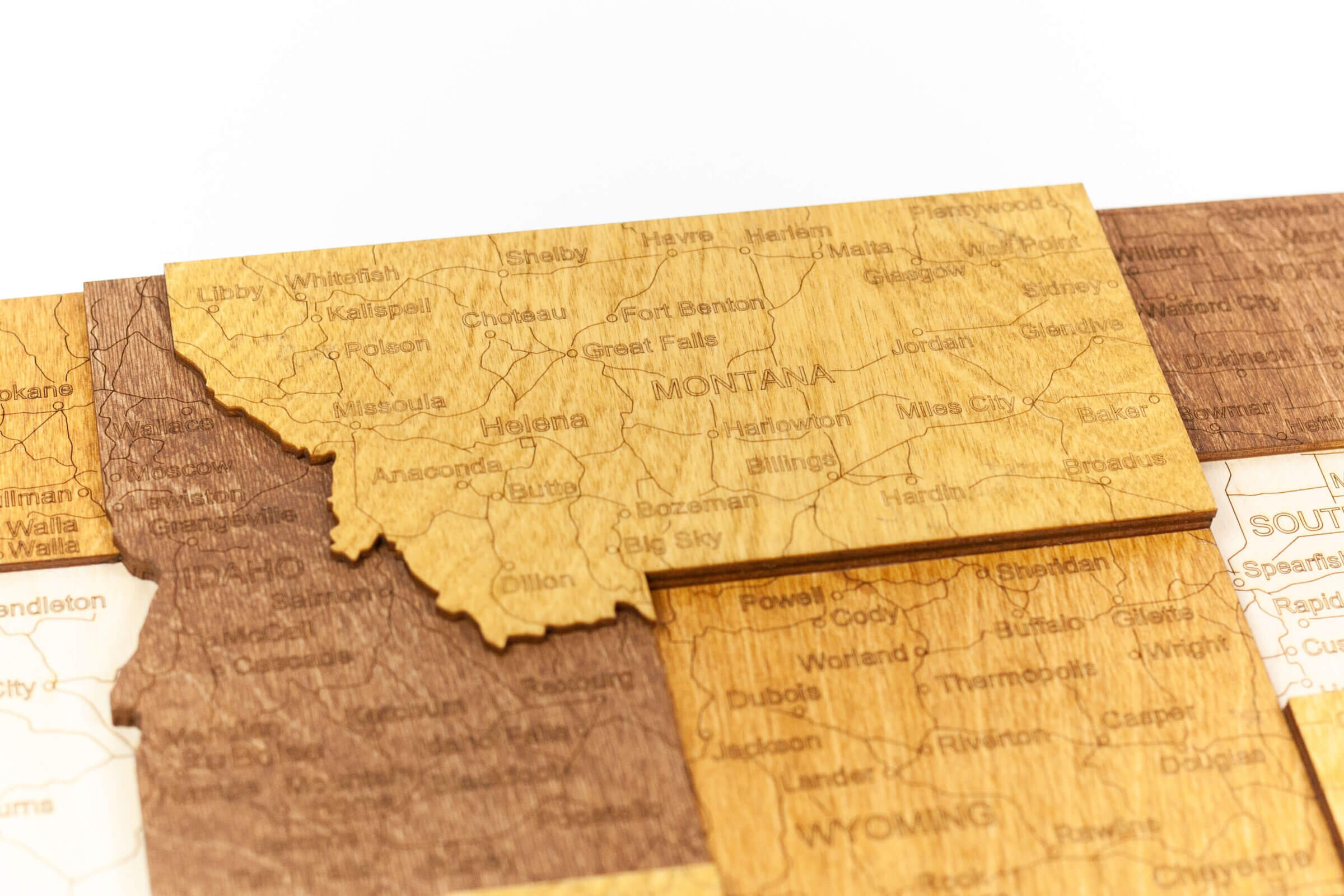 Carte 3D des États-Unis en bois