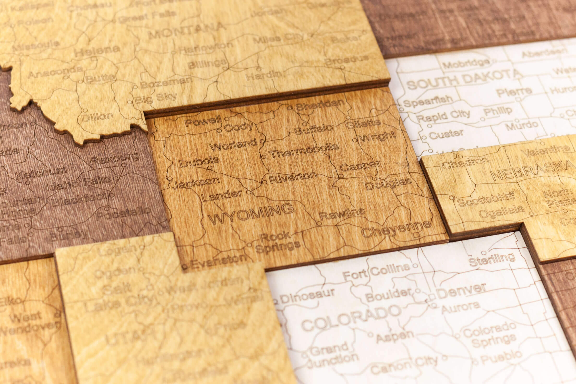 Carte 3D des États-Unis en bois