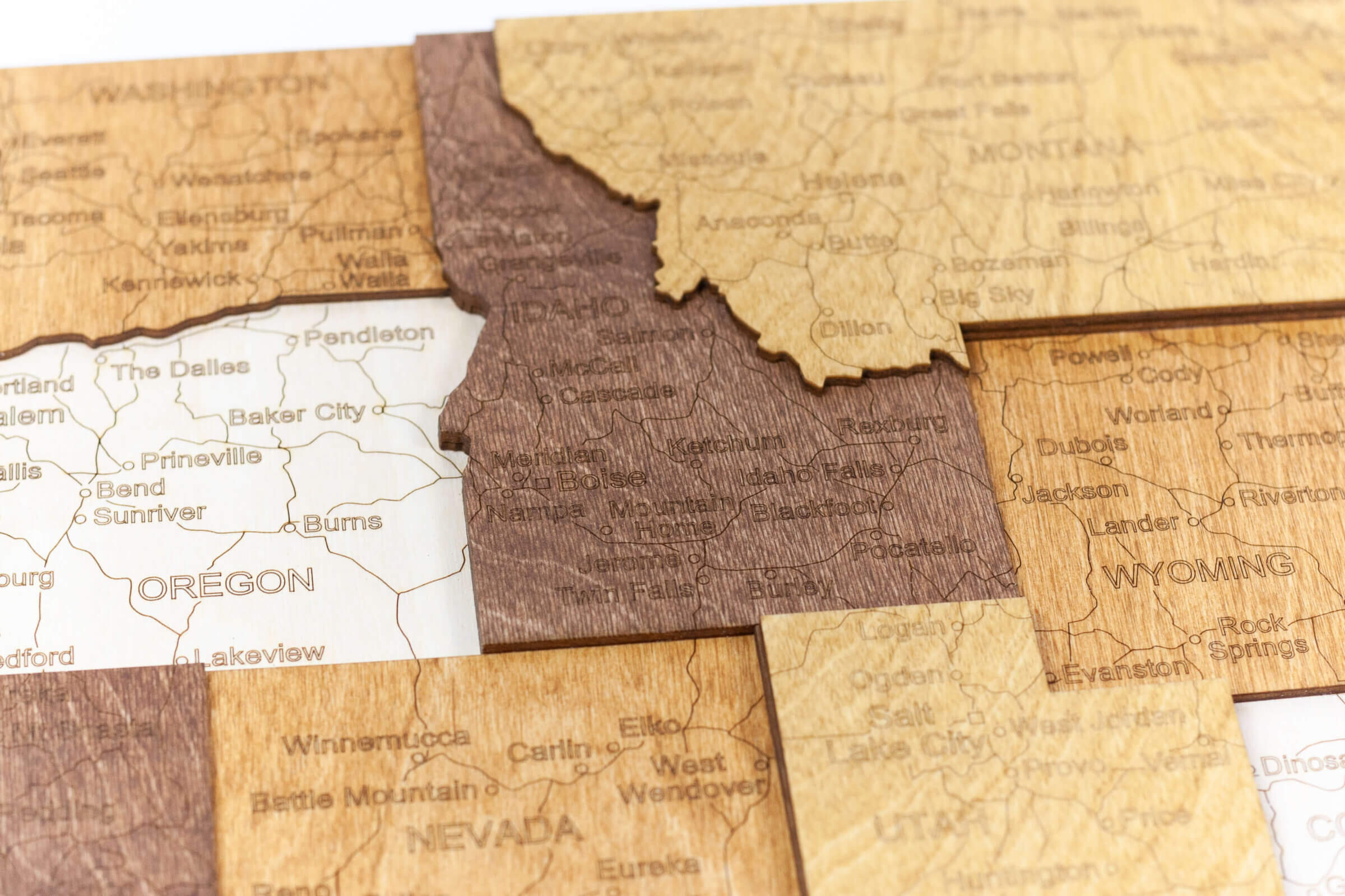 Carte 3D des États-Unis en bois
