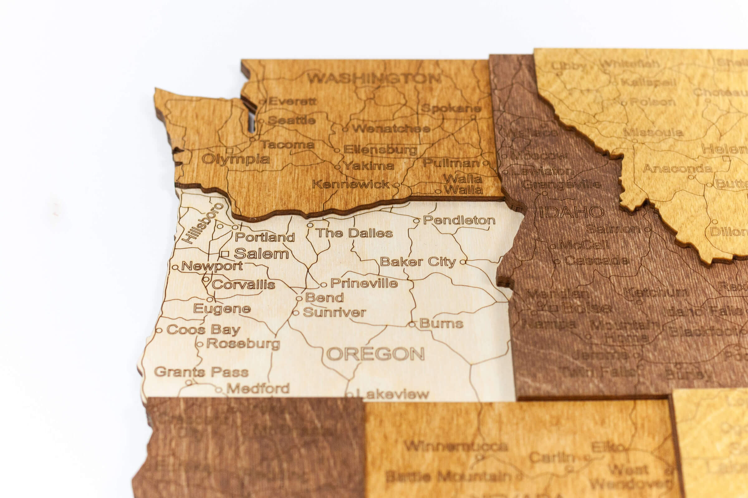 Carte 3D des États-Unis en bois