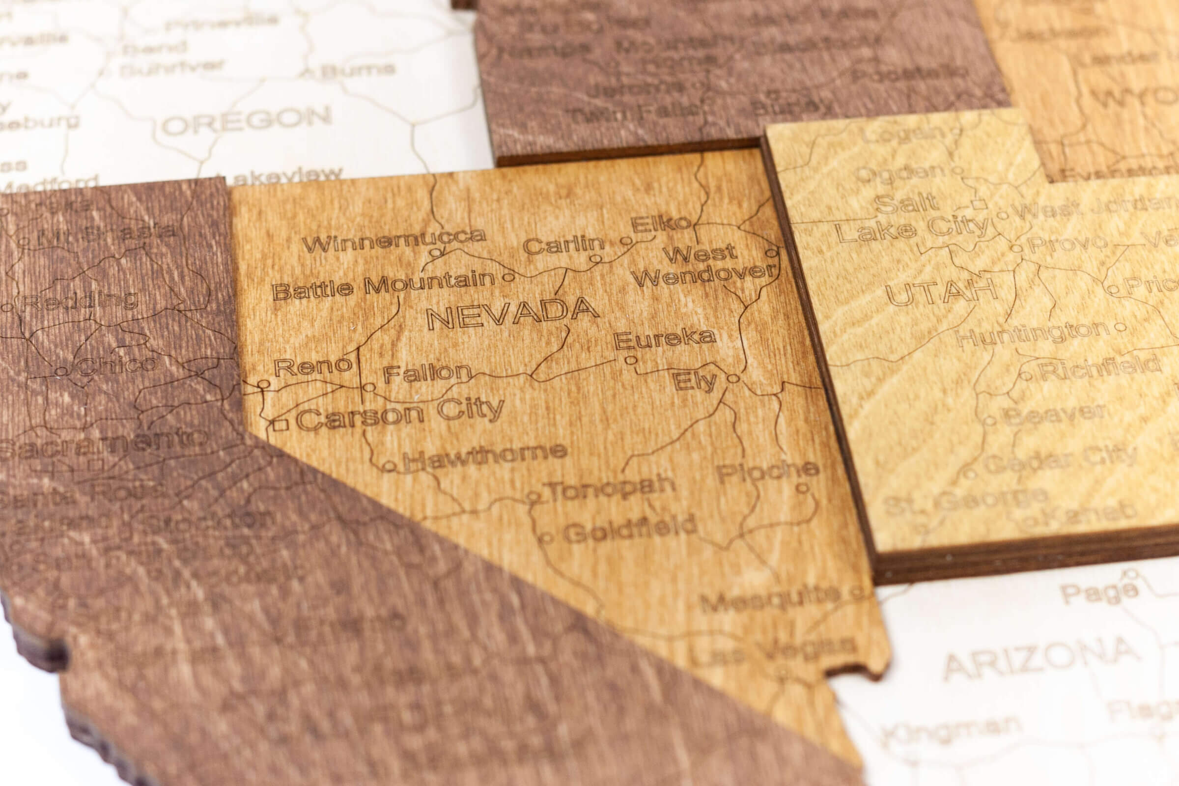 Carte 3D des États-Unis en bois