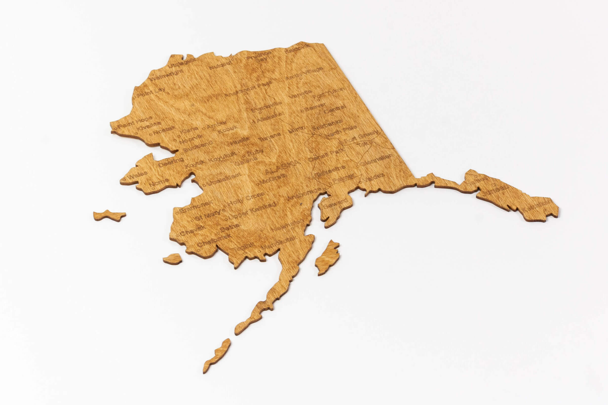 Carte 3D des États-Unis en bois - Alaska