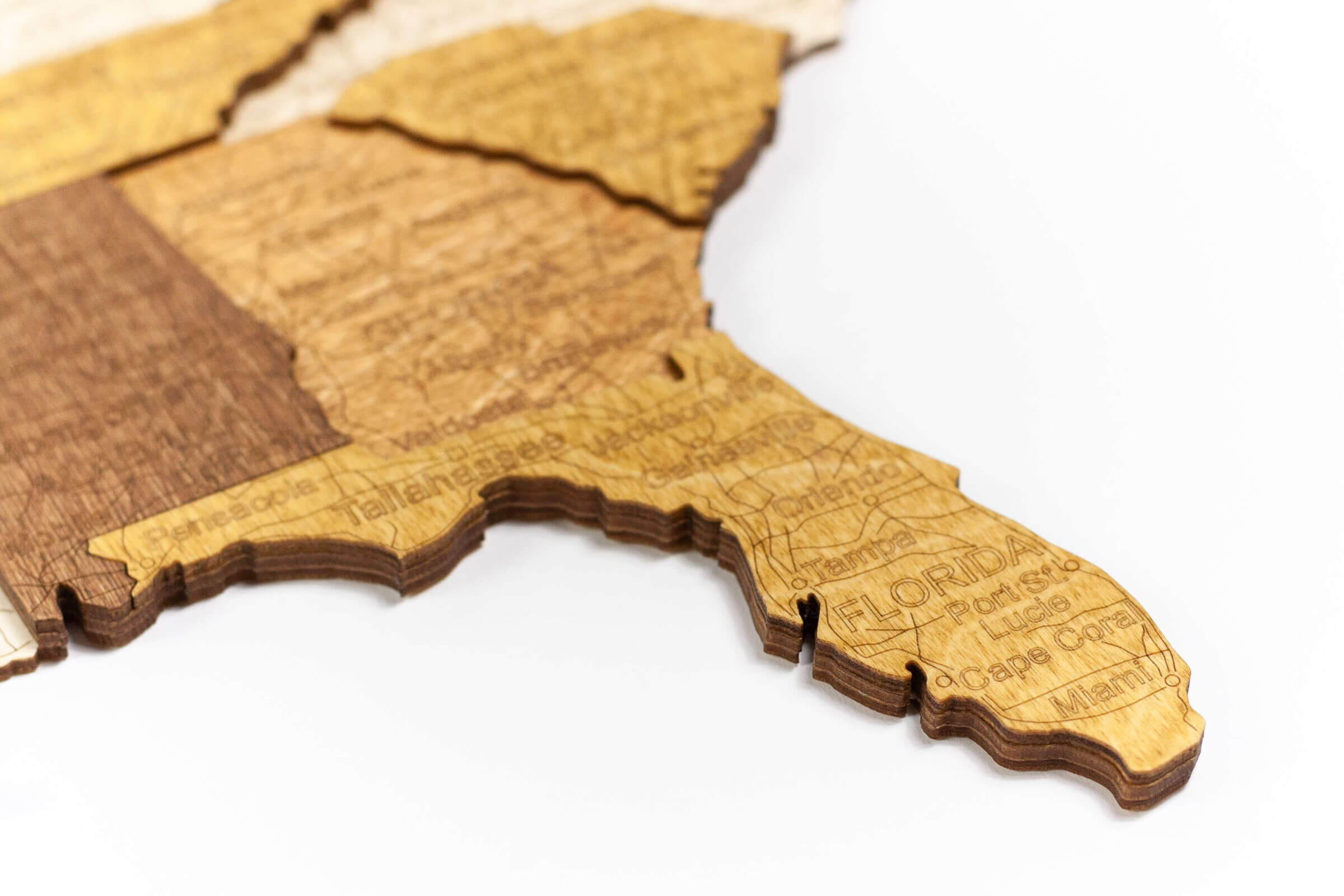 Carte 3D des États-Unis en bois - Floride