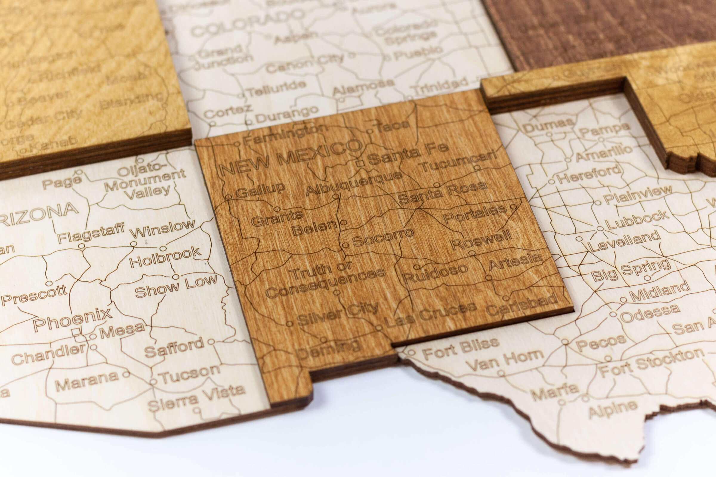 Carte 3D des États-Unis en bois