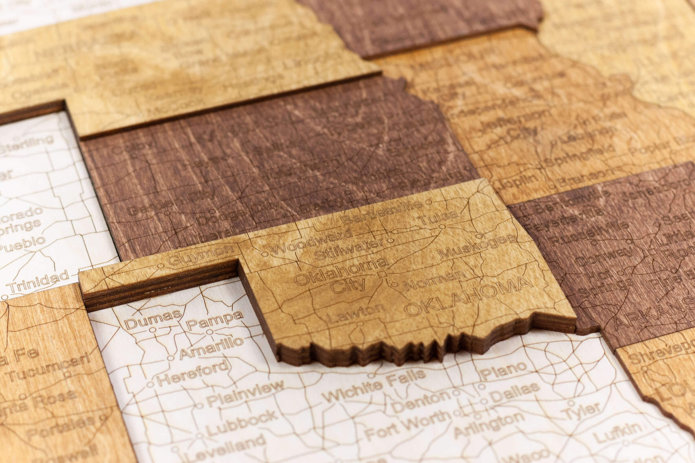 Carte 3D des États-Unis en bois
