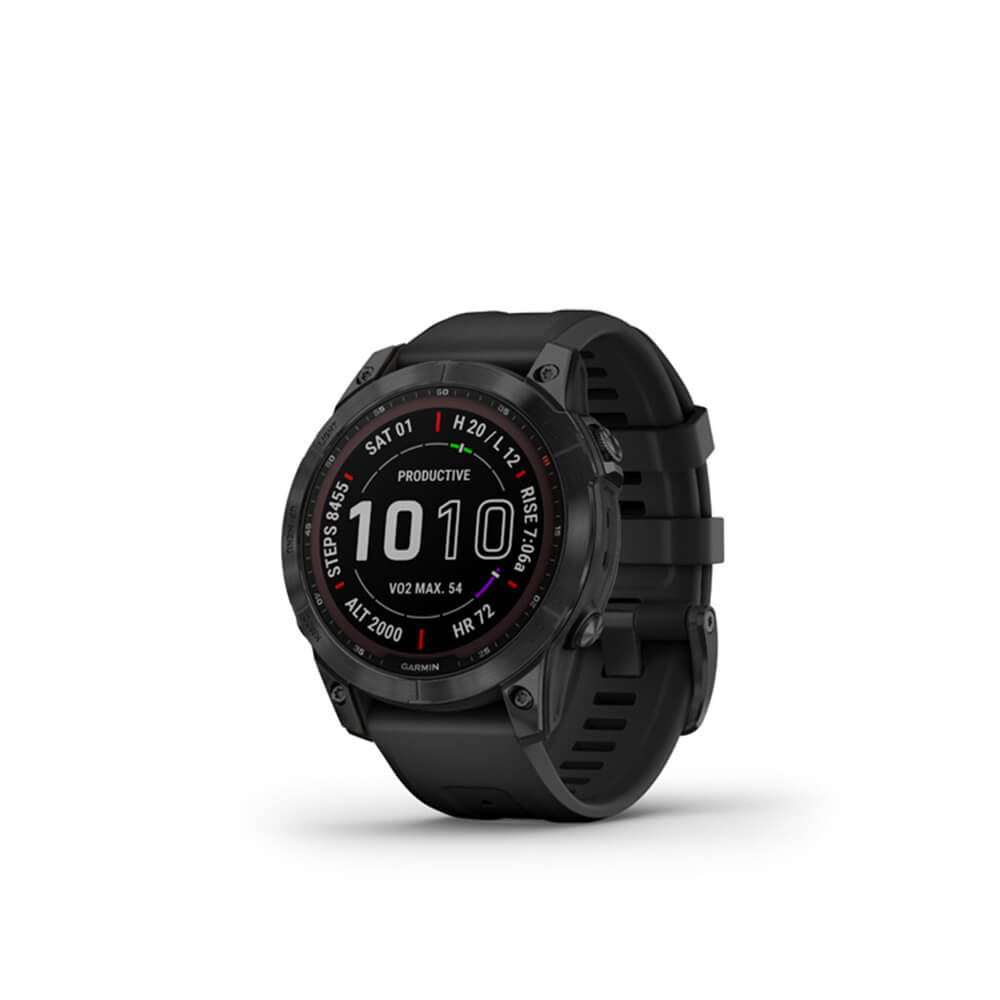 Garmin fenix 7 Sapphire Solar, Black DLC Titanium, Black Band