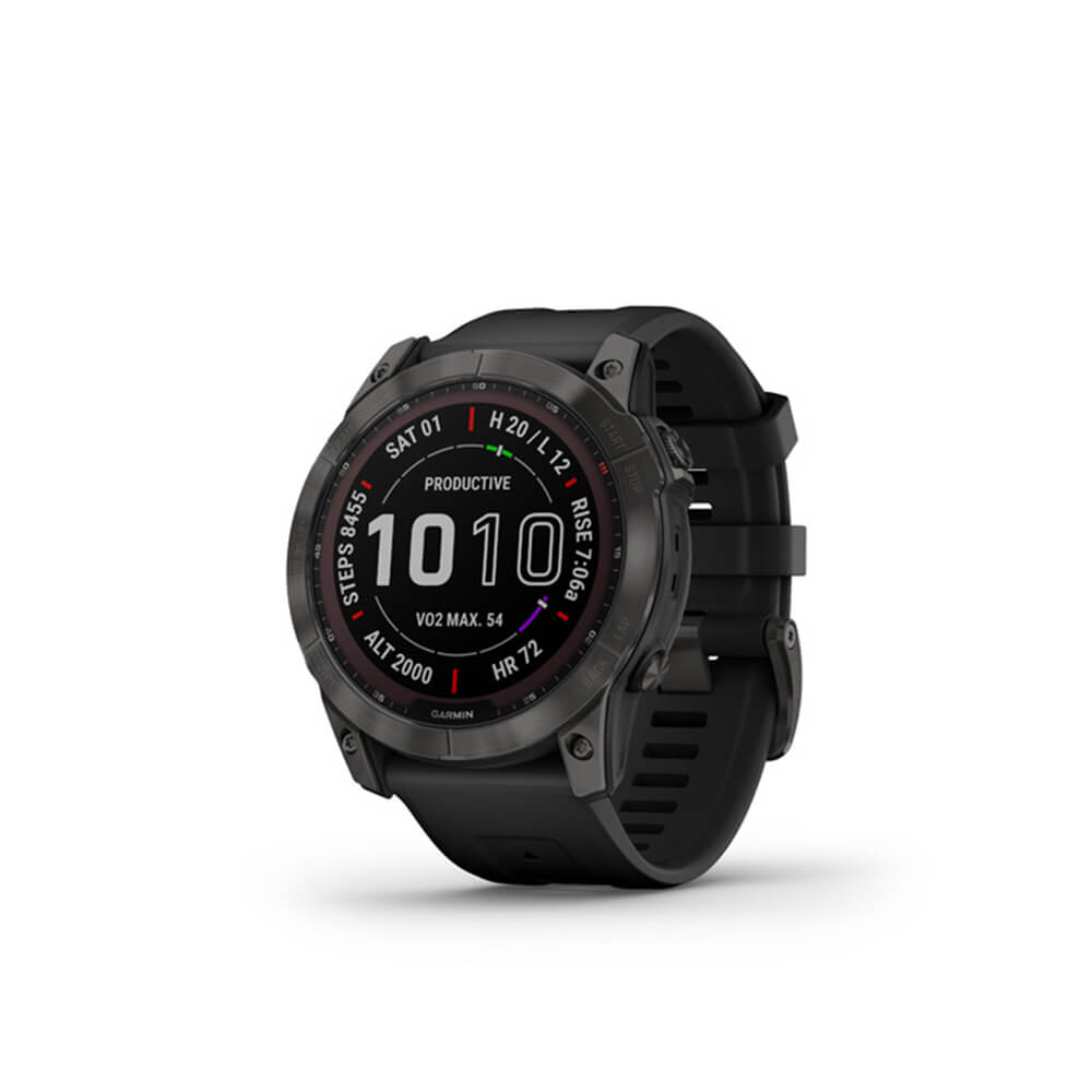 Garmin fenix 7X Sapphire Solar, Carbon Gray DLC Titanium, Black Band